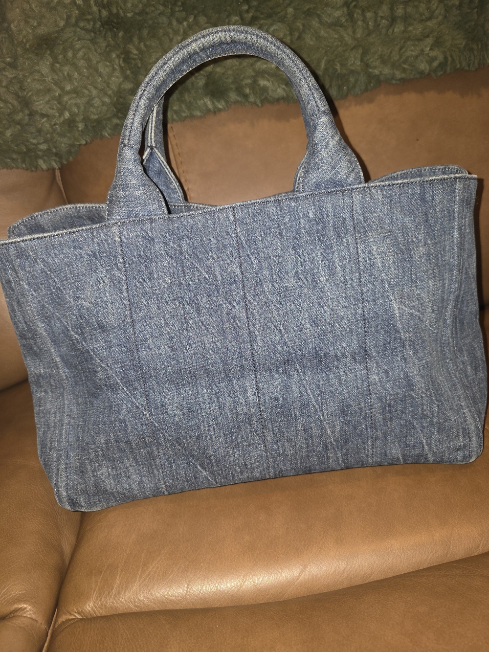 Prada Canapa Blue Studded Denim Tote - Picture 4 of 11